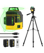 Ikovwuk Laser Level With Tripod Laser Level 3X360 Self Leveling 12 Green Line Rechargeable Battery 2 X 3000 Mah Typec Charg