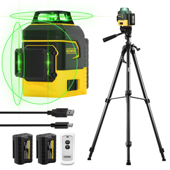 Ikovwuk Laser Level With Tripod Laser Level 3X360 Self Leveling 12 Green Line Rechargeable Battery 2 X 3000 Mah Typec Charg