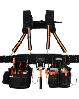 Vevor Professional Tool Belt Suspenders 2954 Adjustable 29 Pockets 1680D Polyester Heavy Duty Tool Belts Pouches Construc