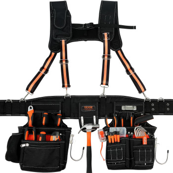 Vevor Professional Tool Belt Suspenders 2954 Adjustable 29 Pockets 1680D Polyester Heavy Duty Tool Belts Pouches Construc