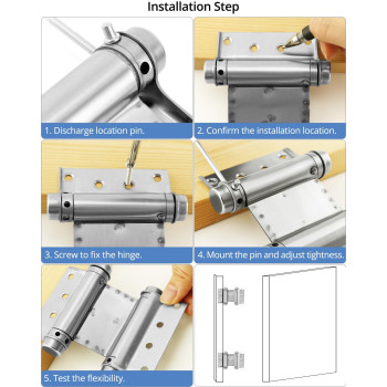 Qwork Heavy Duty Cafe Saloon Bars Door Swing Hinges 4 Pack 5 Stainless Steel Self Closing Swing Hinges Double Action Spring