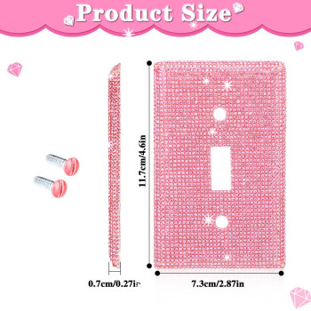 Bling Light Switch Cover Plate Pink Shiny Wall Plate Cover Rhinestones Outlet Covers Pink Decorative Bling Switch Cover Rhinesto