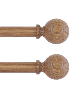 Htzon 2 Pack Wood Curtain Rods For Windows 66 To 120 Inch 1 Inch Wood Grain Ball Adjustable Curtain Rod Boho Heavy Duty Curtain