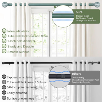 Htzon Green Bamboo Curtain Rods 28 To 48 Inch 1 Inch Boho Adjustable Curtain Rod Imitation Wood Grain Leaf Decorative Window Cur