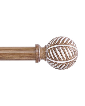 Htzon Wood Curtain Rods 48 To 84 Inch 1 Inch Boho Adjustable Curtain Rod Imitation Wood Grain Leaf Decorative Window Curtain Rod