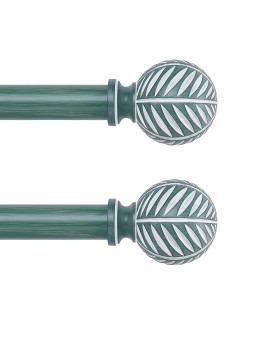 Htzon 2 Pack Green Bamboo Curtain Rods 66 To 120 Inch 1 Inch Boho Adjustable Curtain Rod Imitation Wood Grain Leaf Window Curtai