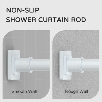 Uiosanrt White Shower Curtain Rod 3155 Inches Nonslip Shower Rod Tension Mounted No Drill Shower Curtain Rods Spring Tension R