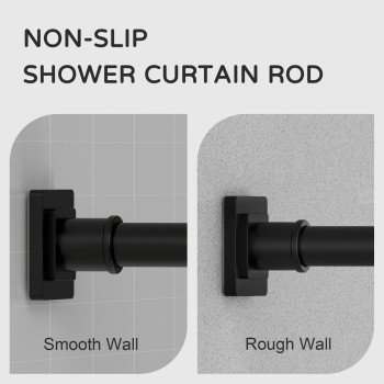 Uiosanrt Tension Shower Curtain Rod 3168 Inches Nonslip Shower Rod Tension Mounted No Drill Black Shower Curtain Rods Spring T