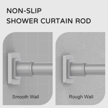 Uiosanrt Silver Shower Curtain Rod 3155 Inches Nonslip Shower Rod Tension Mounted No Drill Shower Curtain Rods Spring Tension