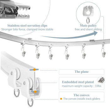 Flexible Bendable Curtain Track 8Ft Curved Curtain Track Ceiling Or Wall Mount Curtain Rail Track System Room Divider Heavy Dut