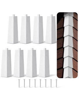 Therwen 8 Pcs Aluminum Siding Corners 8 Inch Outside White Siding Corner Caps Smooth Siding Aluminum Corner Trim Metal Nails In