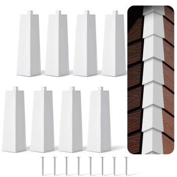 Therwen 8 Pcs Aluminum Siding Corners 8 Inch Outside White Siding Corner Caps Smooth Siding Aluminum Corner Trim Metal Nails In