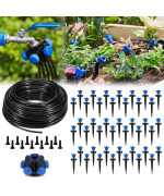 Hiraliy 165Ft Garden Watering System With 42Pcs Pressure Compensation Drippers And 5Way Connector New Quick Connector Drip Irr