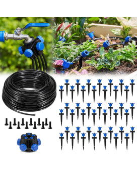 Hiraliy 165Ft Garden Watering System With 42Pcs Pressure Compensation Drippers And 5Way Connector New Quick Connector Drip Irr