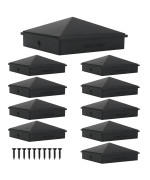 Indeckmo 4X4 Aluminum Pyramid Post Caps Cover For 4X4 Nominal Wood Post True 35 X 35 With Black Matte Finish Powder Coa