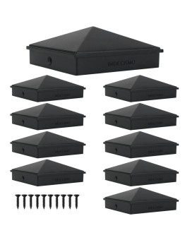 Indeckmo 4X4 Aluminum Pyramid Post Caps Cover For 4X4 Nominal Wood Post True 35 X 35 With Black Matte Finish Powder Coa