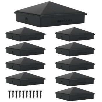 Indeckmo 4X4 Aluminum Pyramid Post Caps Cover For 4X4 Nominal Wood Post True 35 X 35 With Black Matte Finish Powder Coa