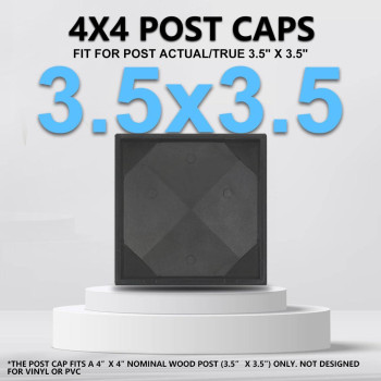 Indeckmo 4X4 Aluminum Pyramid Post Caps Cover For 4X4 Nominal Wood Post True 35 X 35 With Black Matte Finish Powder Coa