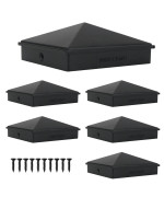 Indeckmo 4X4 Aluminum Pyramid Post Caps Cover For 4X4 Nominal Wood Post True 35 X 35 With Black Matte Finish Powder Coa