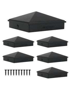 Indeckmo 4X4 Aluminum Pyramid Post Caps Cover For 4X4 Nominal Wood Post True 35 X 35 With Black Matte Finish Powder Coa