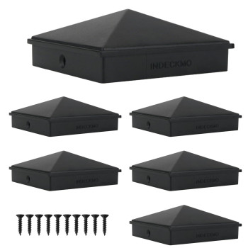 Indeckmo 4X4 Aluminum Pyramid Post Caps Cover For 4X4 Nominal Wood Post True 35 X 35 With Black Matte Finish Powder Coa