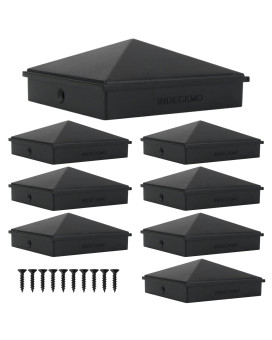 Indeckmo 4X4 Aluminum Pyramid Post Caps Cover For 4X4 Nominal Wood Post True 35 X 35 With Black Matte Finish Powder Coa