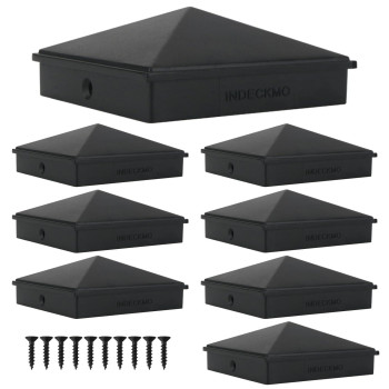 Indeckmo 4X4 Aluminum Pyramid Post Caps Cover For 4X4 Nominal Wood Post True 35 X 35 With Black Matte Finish Powder Coa