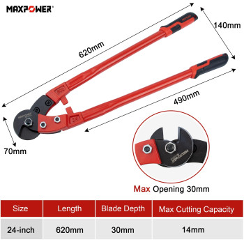 Maxpower Wire Cutters 24Inch Heavy Duty Wire Rope Cutter Heavy Duty Industrial Strength Cable Cutter For Hard Wire Ropes Sta