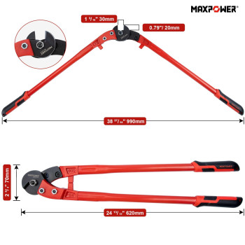 Maxpower Wire Cutters 24Inch Heavy Duty Wire Rope Cutter Heavy Duty Industrial Strength Cable Cutter For Hard Wire Ropes Sta