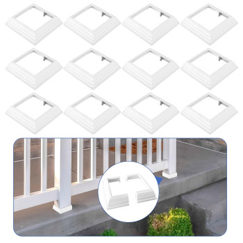 Jarthenaamcs 12Pcs Vinyl Post Skirt 4 X 4 Inch White Post Base Cover Split Style Vinyl Fence Post Sleeve Reusable Column Wraps P