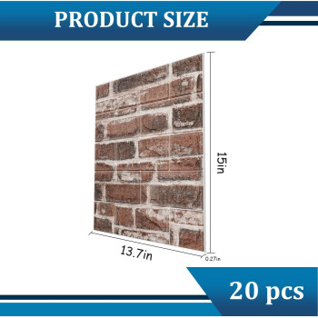 20Pcs 3D Wall Panels Peel And Stick Faux Brick Wall Panels Selfadhesive 3D Brick Wallpaper Foam Stone Wall Panel For Bedroom K