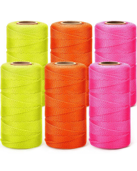 Amylove 6 Roll Mason Nylon String 500 Ft Nylon Twine Braided Twine String Twine Heavy Duty Outdoor Twine Rope Hanging String Mas