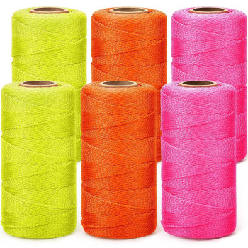 Amylove 6 Roll Mason Nylon String 500 Ft Nylon Twine Braided Twine String Twine Heavy Duty Outdoor Twine Rope Hanging String Mas