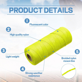 Amylove 6 Roll Mason Nylon String 500 Ft Nylon Twine Braided Twine String Twine Heavy Duty Outdoor Twine Rope Hanging String Mas