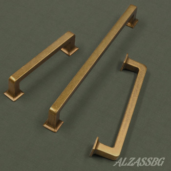 Alzassbg 10 Pack Antique Brass Cabinet Pulls 3 Inch76Mm Hole Centers Cabinet Handles Square Kitchen Hardware For Cabinets Al3