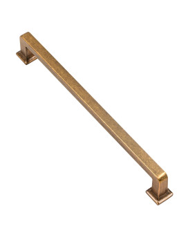 Alzassbg 10 Pack Antique Brass Cabinet Pulls 712 Inch192Mm Hole Centers Cabinet Handles Square Kitchen Hardware For Cabinet