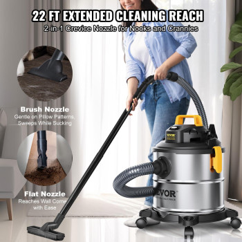 Vevor Stainless Steel Wet Dry Shop Vacuum 55 Gallon 6 Peak Hp Wetdry Vac Powerful Suction With Blower Function Wattachment