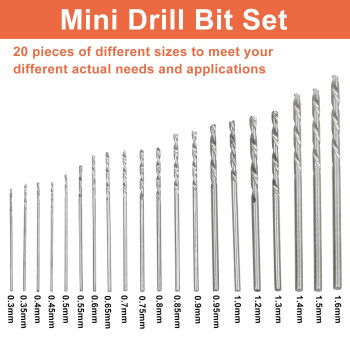 Biaungdo 0316Mm Mini Micro Drill Bit Set 20 Pcs Hss Tiny Drill Bits Shank Twist Drill Bits Diy Kit Rotary Hand Tools For Dri