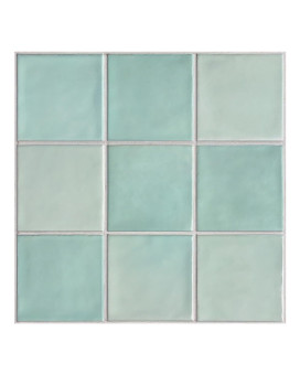 Commomy 10 Pcs Matte Light Teal Green 3D Peel And Stick Tile 118X118 Square Peel And Stick Backsplash For Kitchen Peel And