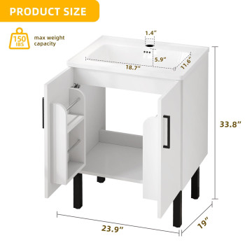 Dwvo 24 Inch Bathroom Vanity With Undermount Sink Combo Modern Bathroom Storge Cabinet Included Shelves Hooks Wooden Double La