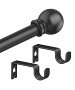 Authandis Matte Black Curtain Rods For Bedroom With Brackets 58 Inch Diameter Small Window Curtain Rod 28 To 48 Inches Easy Ins