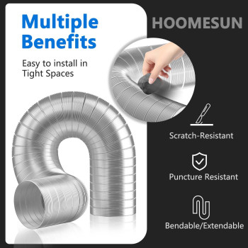 Hoomesun 5 Feet Semi Rigid Dryer Duct 4 Inch Dryer Vent Hose Semirigid Aluminum Duct With 2 Hose Clamps And Aluminum Foil Ta