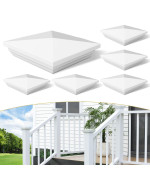 6Pack 4 X 4 White Vinyl New England Post Caps Pvc Fence Post Top Caps Pyramid Square Waterproof Uv Resistant For 4X4 Post La