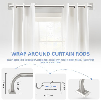 Tangwin Wrap Around Curtain Rods Brushed Nickel Curtain Rods For Windows 72 To 144 Inch 1 Inch Long Adjustable Curtain Rod Black