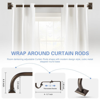 Tangwin Wrap Around Curtain Rods Silver Curtain Rods For Windows 72 To 144 Inch612Ft 1 Inch Long Adjustable Curtain Rod Black