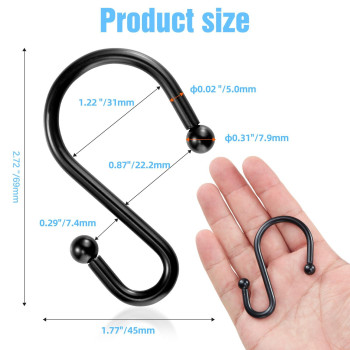 Bellrhein Shower Curtain Hooks Rings Shower Hooks For Shower Curtains Rust Proof Metal S Shaped Decorative Shower Curtain Ring