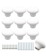 Joyangy 10Pack Ceramic Cabinet Knobs 126Inch32Mm White Round Drawer Dresser Knob Pulls Handle With Screws For Kitchen Cupboa