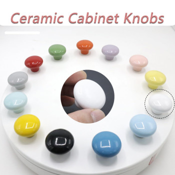 Joyangy 10Pack Ceramic Cabinet Knobs 126Inch32Mm White Round Drawer Dresser Knob Pulls Handle With Screws For Kitchen Cupboa