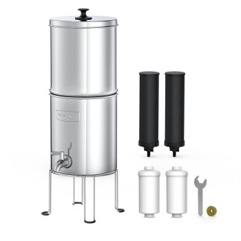 Waterdrop 15 Gallons Gravityfed Water Filter System Nsfansi 42372 Standard Stainlesssteel System With 4 Filters Metal Sp