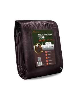 Olympia Tools Heavy Duty 18 Mil Tarp Cover With Metal Grommets And Reinforced Edges Waterproof Uv Resistant Tarpaulin Brown